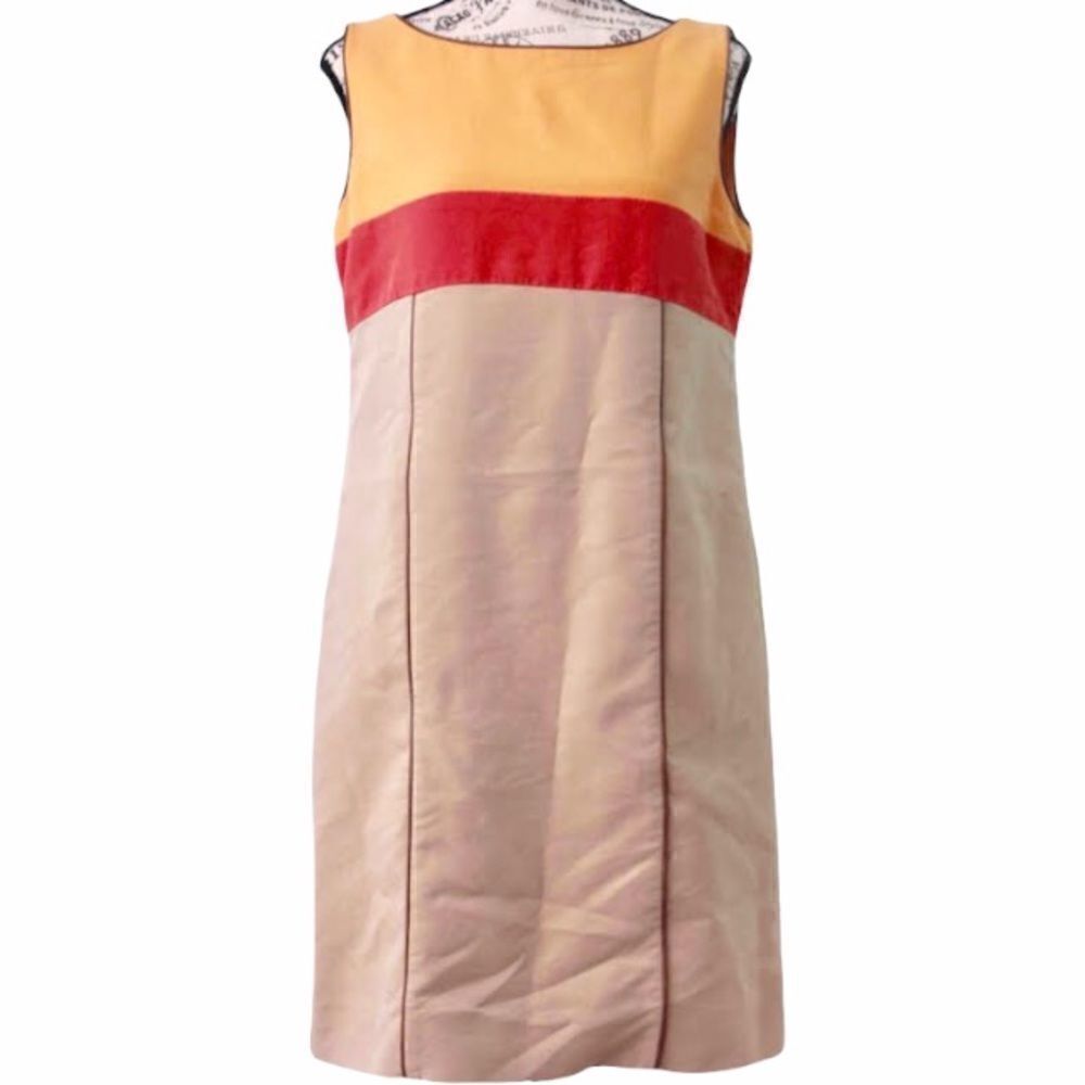 Tahari Colorblock Dress in Orange and Tan